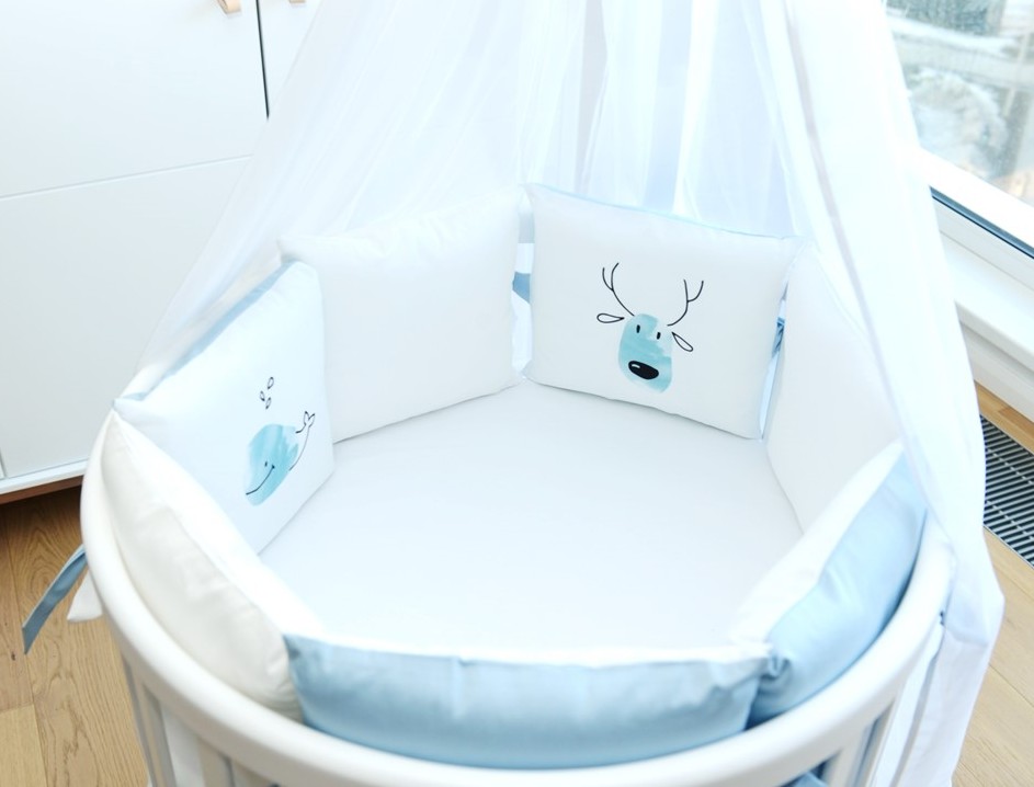 Комплект детского постельного белья для кроватки Bed "Акварель" голубой, бортики-подушки ELLIPSE ELLIPSE BED 351649 Белый;голубой Santreyd  - Вид №2