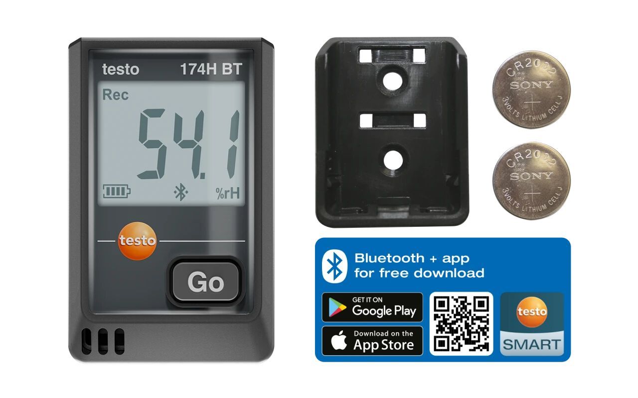 Мини-регистратор данных температуры и влажности с Bluetooth® и подключением к приложению Testo TESTO 174 H BT ARCH-00105416 - Вид №1