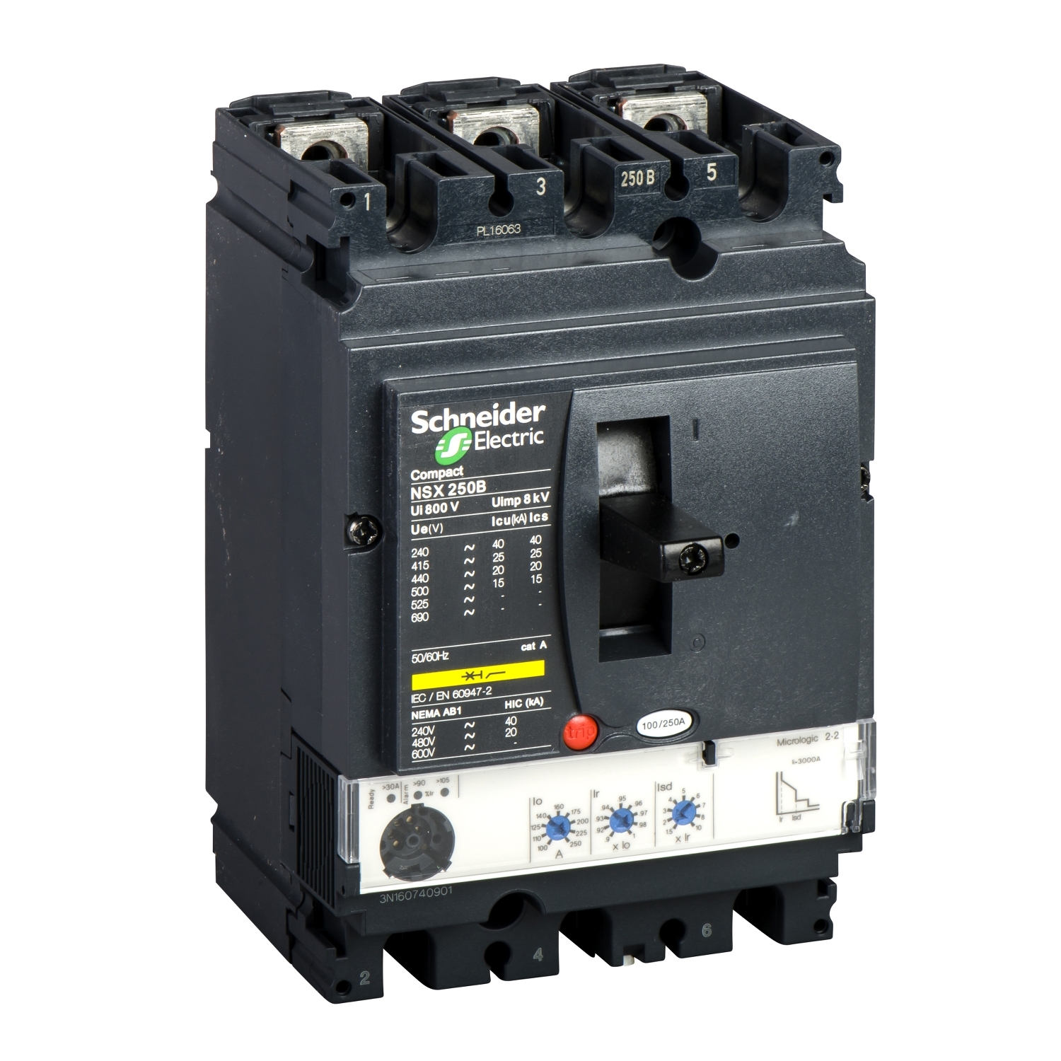LV431870 Силовой автомат NSX 250, Micrologic 2.2, 50кА, 3P, 250А Schneider Electric Compact 