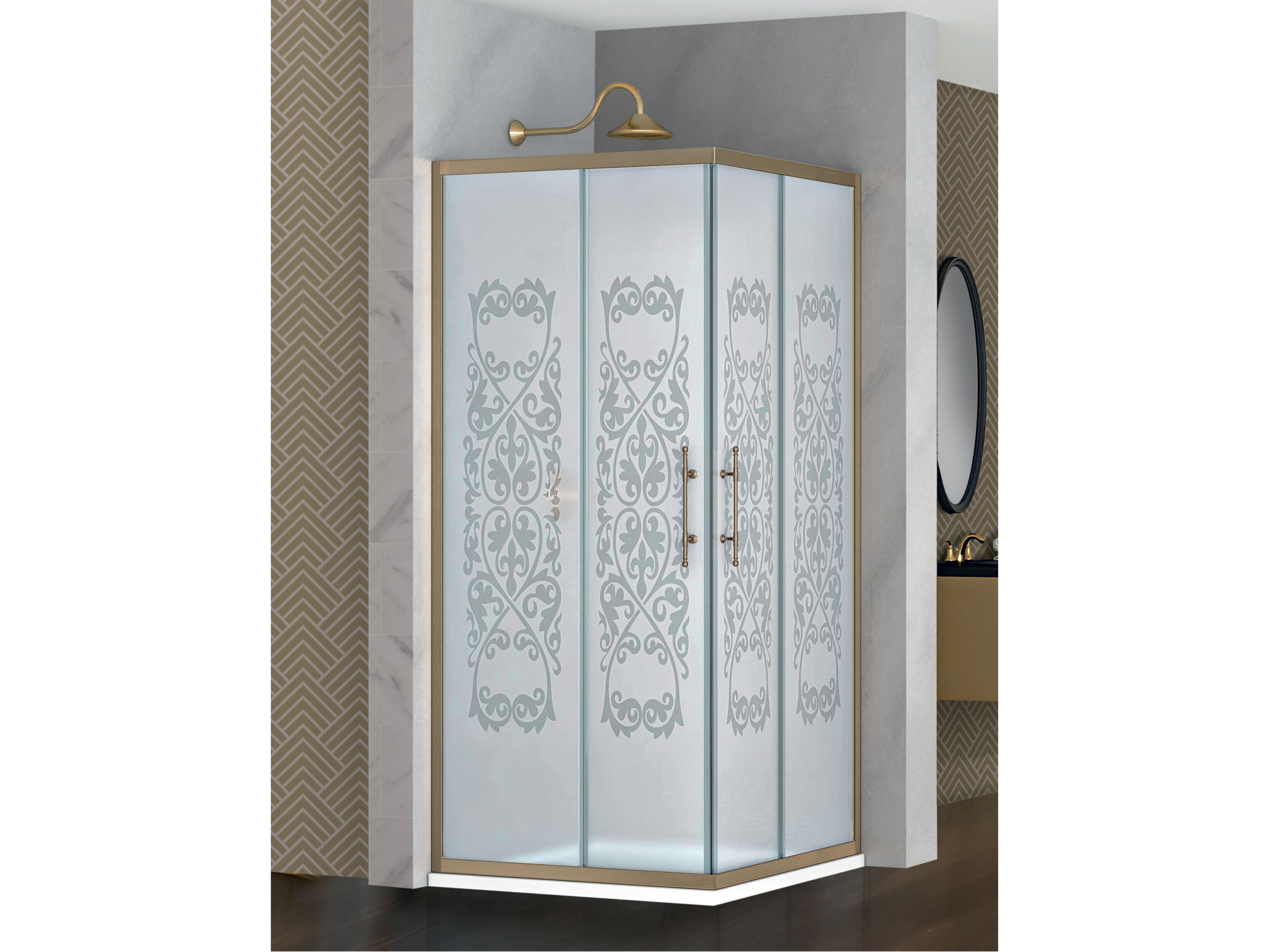 Угловая душевая кабина с раздвижной дверью Metidea декор ARCH-00053049 - Вид №1