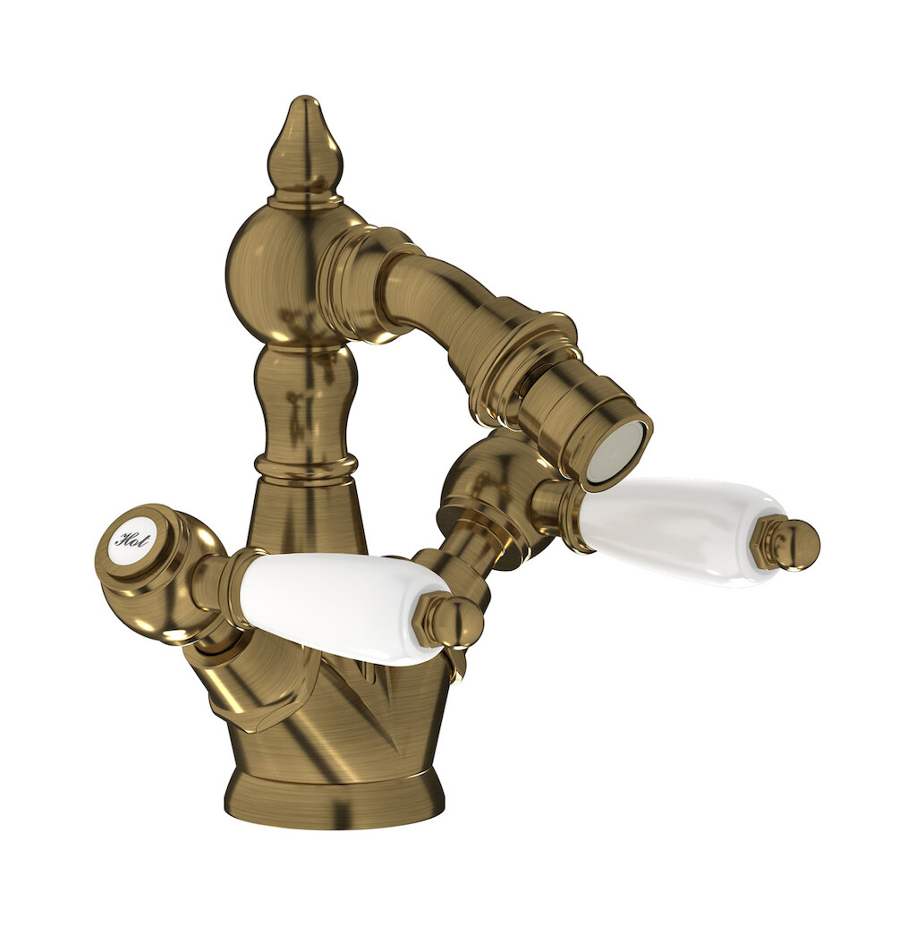 Смеситель для биде с 2 ручками в комплекте с донным клапаном. WE ARE IB hl225bb_2 Antique Bronze Hermes