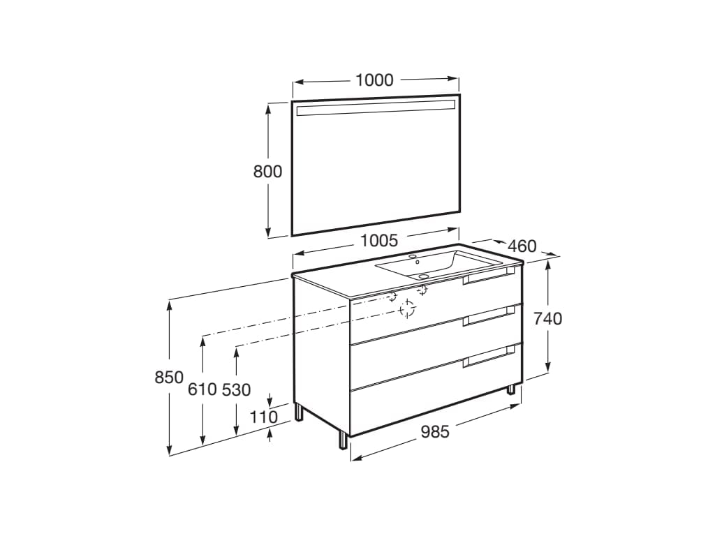 Деревянный напольный умывальник с зеркалом Roca Aleyda ARCH-00106137 - Вид №45
