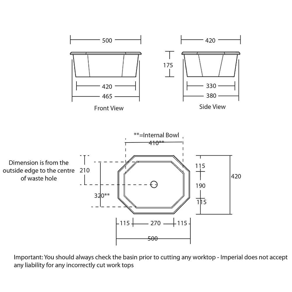 IMSR140 Раковина Astoria Deco Inset Black Sapphire Imperial  - Вид №2