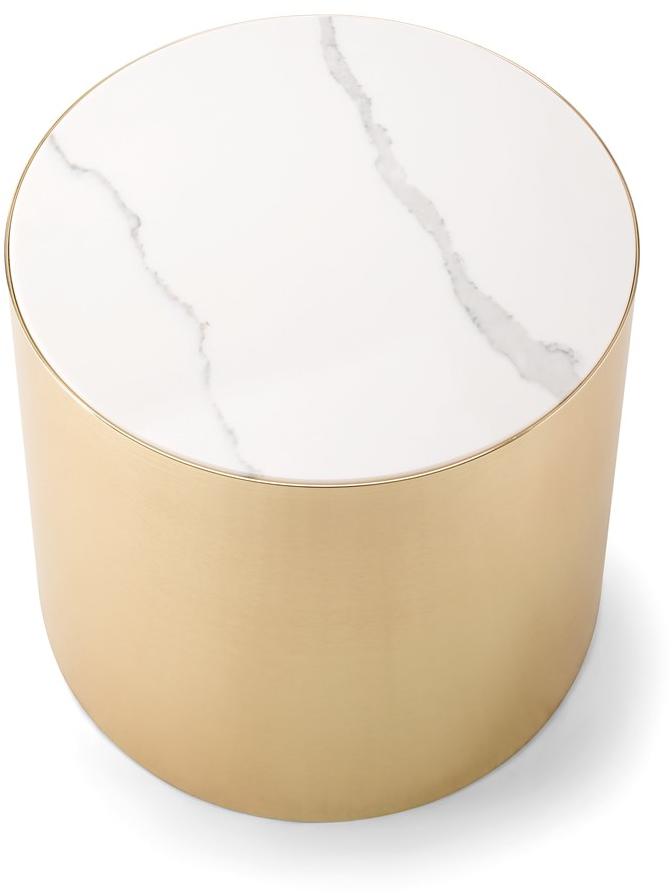 Tirolo Круглый журнальный столик из каррарского мрамора и латуни Alexander 084 h45 - Вид №2