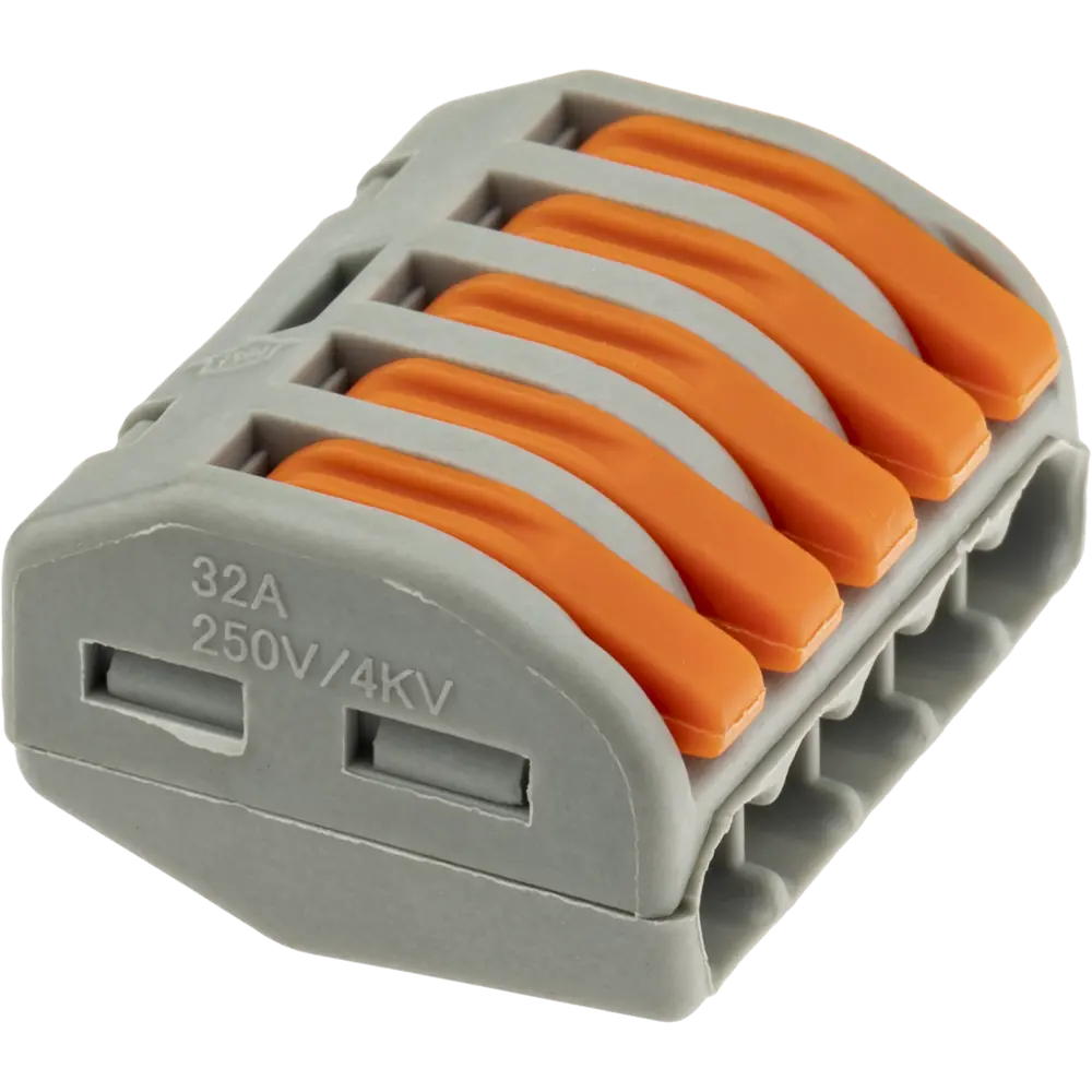 84746780 Клеммы соединительные монтажные с рычажком Duwi СМК 222-415 5-проводные 4мм² серые 50шт 26659 4 STLM-1113748  - Вид №1