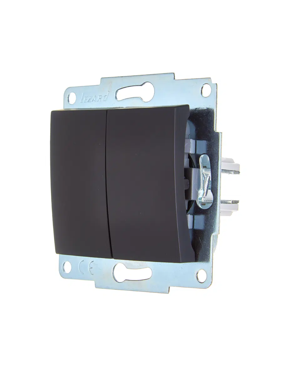 ASTI Выключатель двойной чёрный бархат механизм LEZARD 7081-4288-101 - Вид №2