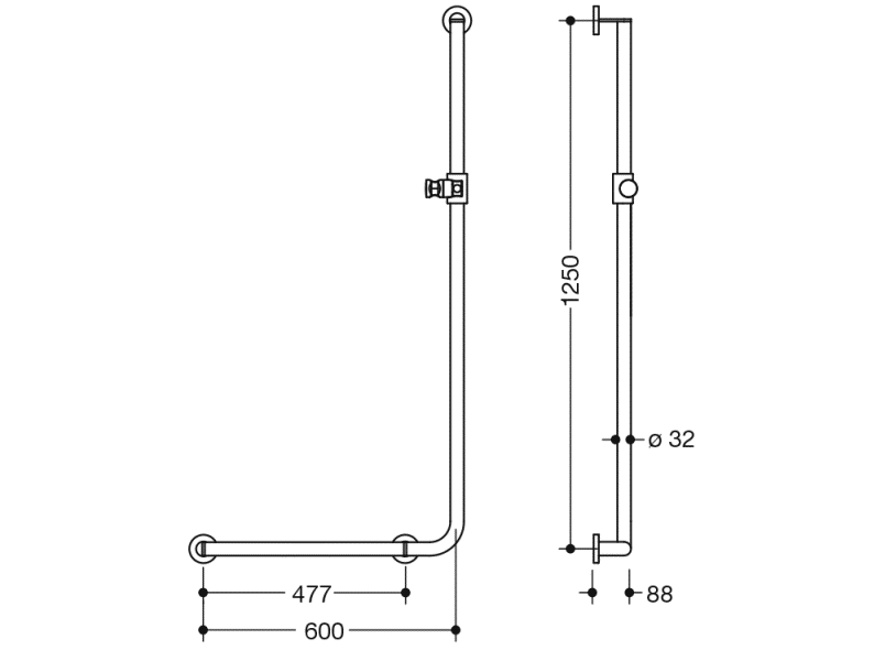 900.33.203XA Угловая ручка с держателем для душа HEWI Greifen  - Вид №1
