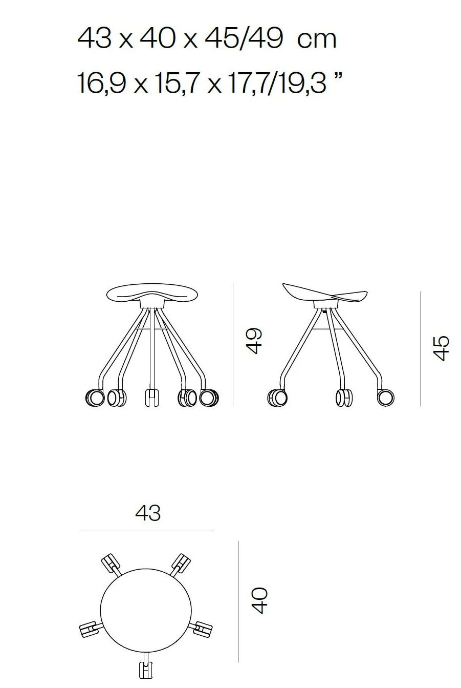 Алюминиевый низкий стул с колесами BD Barcelona JAMAICA ARCH-00022631 - Вид №3