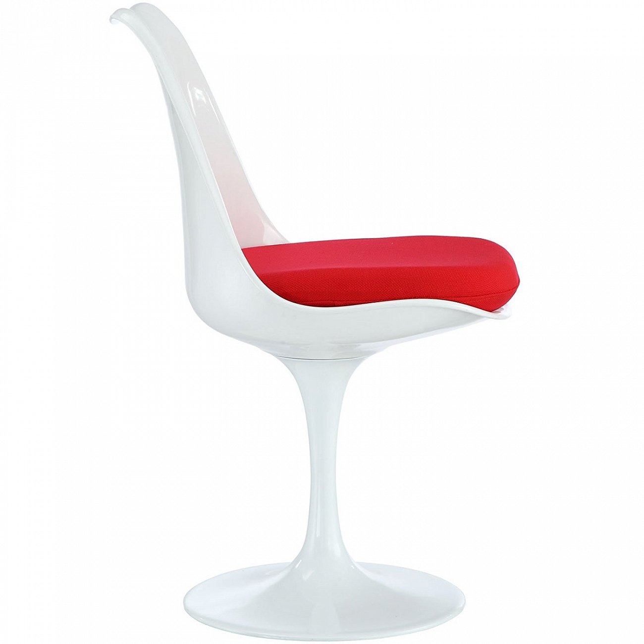 Стул пластиковый белый с красной подушкой Eero Saarinen Style Tulip Chair SOHO DESIGN ДИЗАЙНЕРСКИЕ, TULIP 131548 Белый;красный  - Вид №1