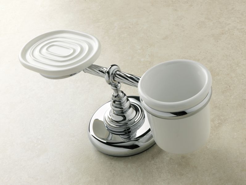 G15М(08) Stil Haus Giunone, настольные керамические мыльница + стакан, цвет хром