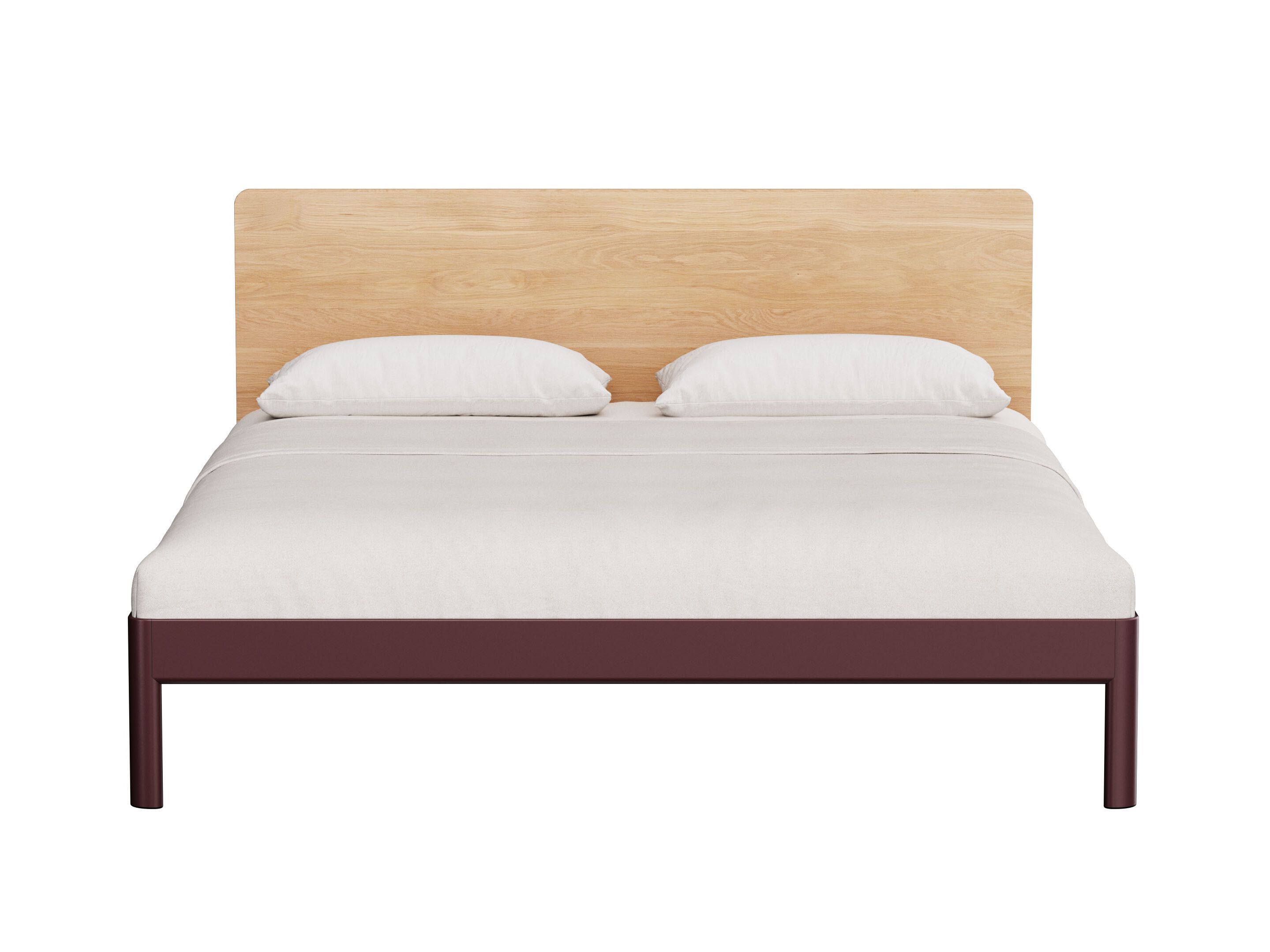 Алюминиевая и деревянная двуспальная кровать с мягким изголовьем Noah Living Heia ARCH-00139006 - Вид №1