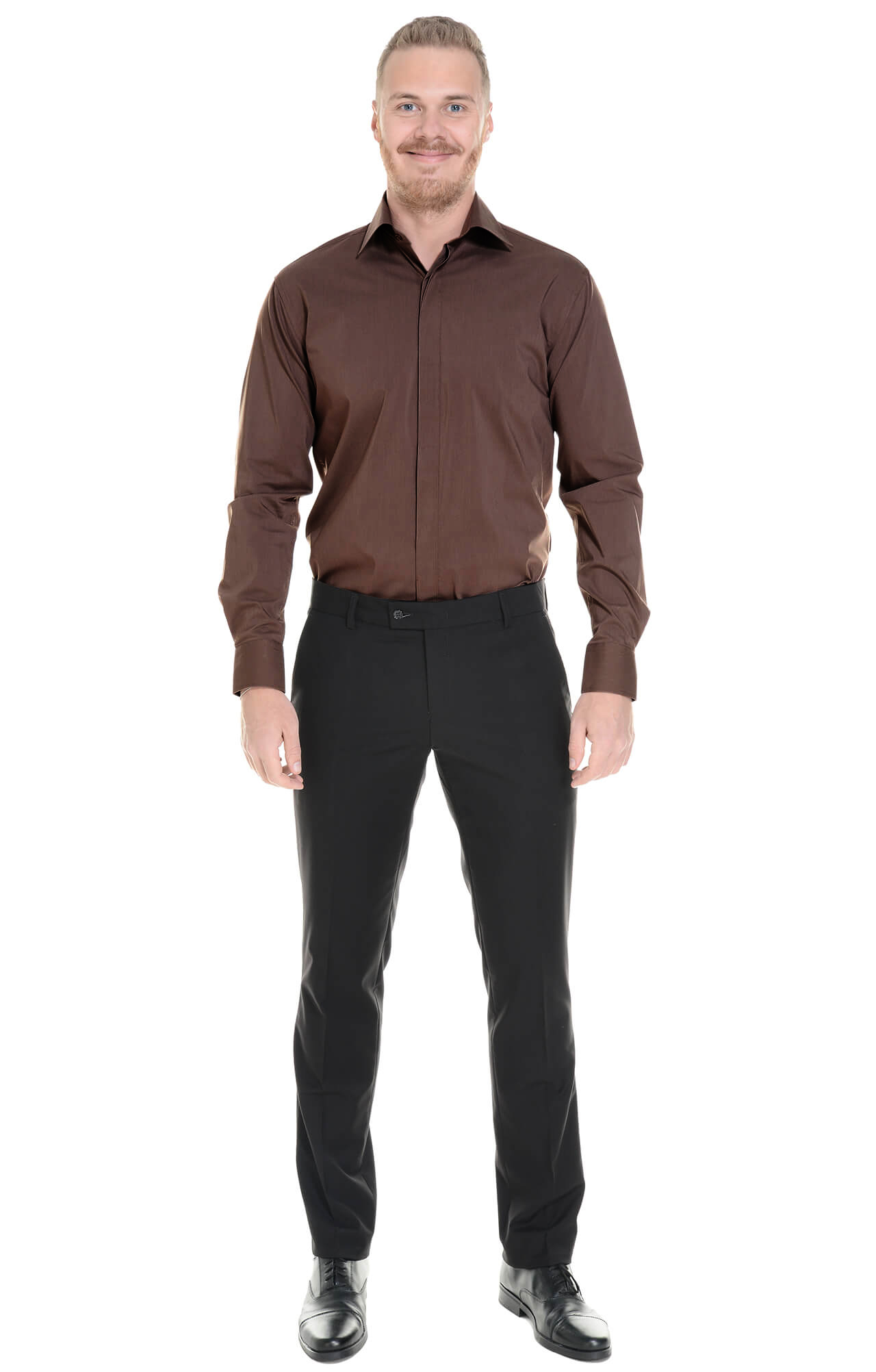 62446 Рубашка мужская  chocolate El-Risto  Корпоративная одежда  размер 38/170-176  - Вид №2