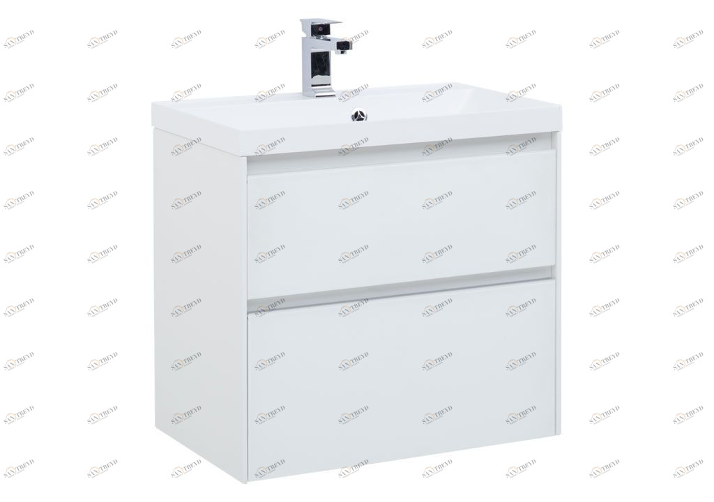 Тумба с раковиной Aquanet Гласс 60 белый 0019696100179393