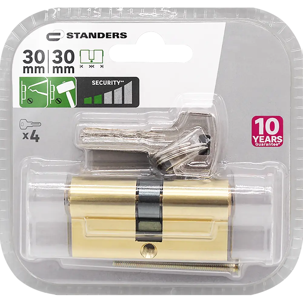Цилиндр Standers TTAL1-3030GD, 30x30 мм, ключ/ключ, цвет латунь 82625290 STLM-2143673  - Вид №2