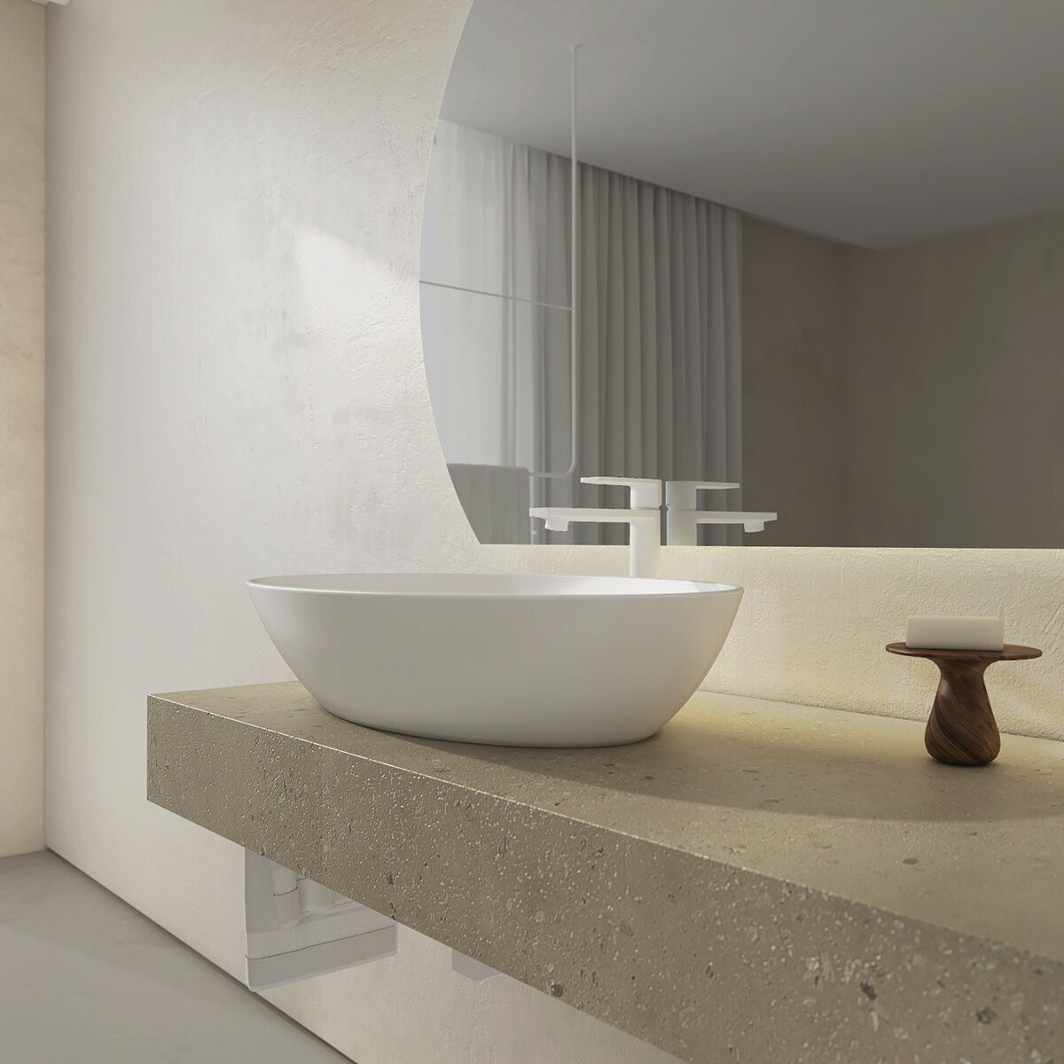 Деревянный одиночный подвесной умывальник с зеркалом LEGNOBAGNO Re-Stretch ARCH-00046234 - Вид №2