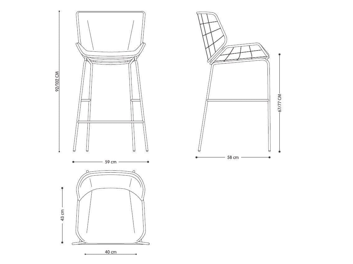 Металлический мягкий табурет с подставкой для ног со спинкой TrabA' Кожа ARCH-00045469 - Вид №30