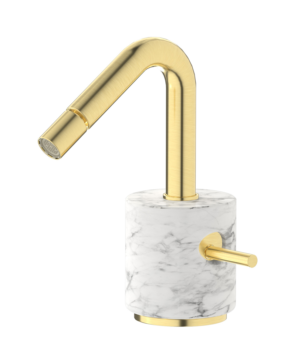 Смеситель для биде на 1 отверстие в комплекте с донным клапаном. WE ARE IB mr220is_1 Brushed Pale Gold Marmo