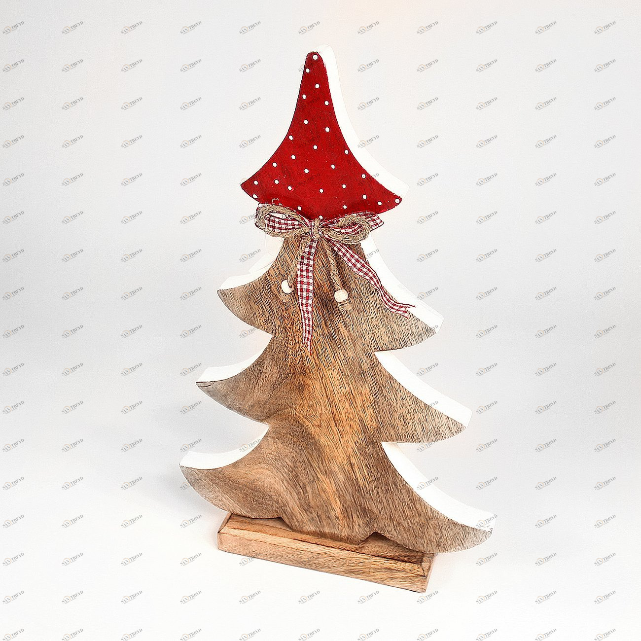 Украшение новогоднее большое "Ель деревянная красная в горошек" Love tree, 42х27х5 см ENJOYME  253092 Бежевый;красный;разноцветный 