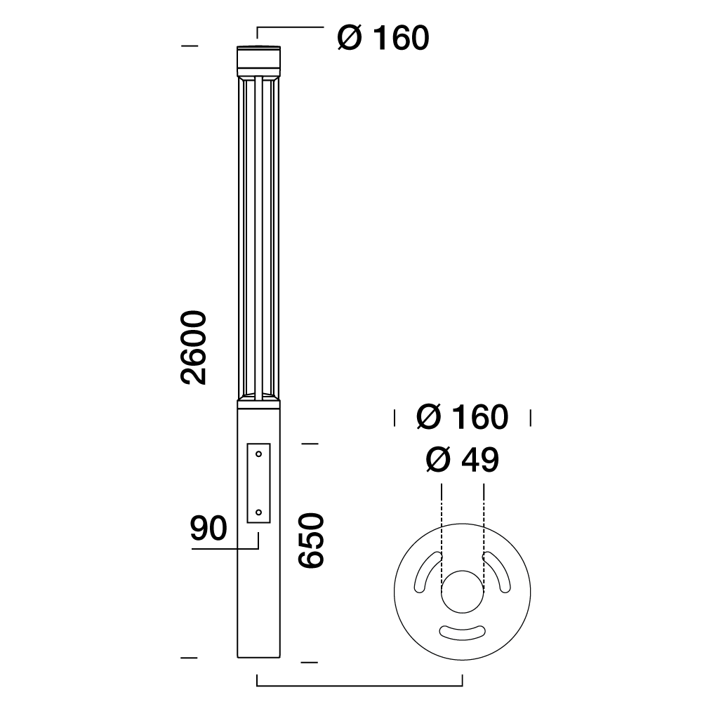 3333664 Уличное освещение  Platek TRIS  TRIS H. 2600 mm - 1 COB LED 4000K - Вид №10