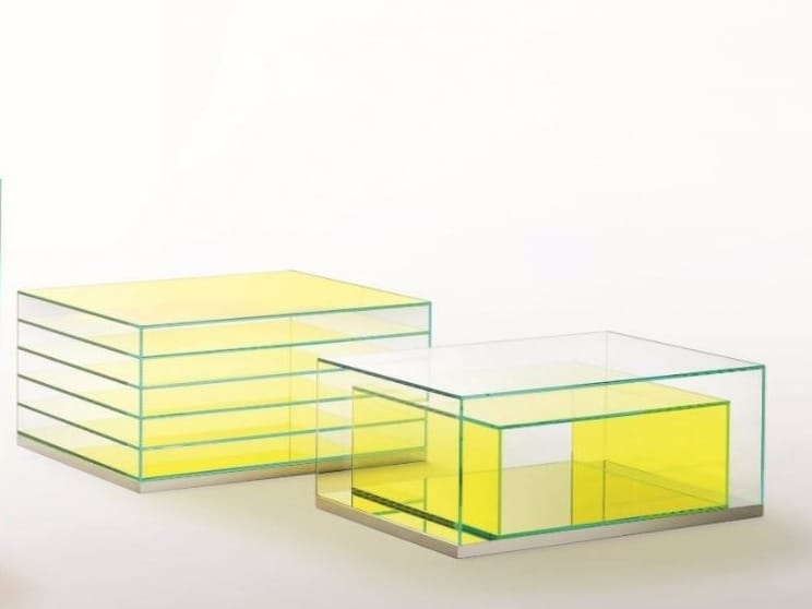 Хрустальный низкий журнальный столик с отсеком для хранения Glas Italia Boxinbox ARCH-00138360