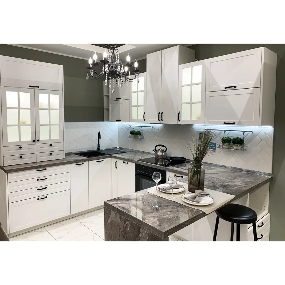 Фасад кухонный Delinia ID Ньюпорт белый матовый с филенкой 39.7×76.5 см 82010390 STLM-0017281 - Вид №6