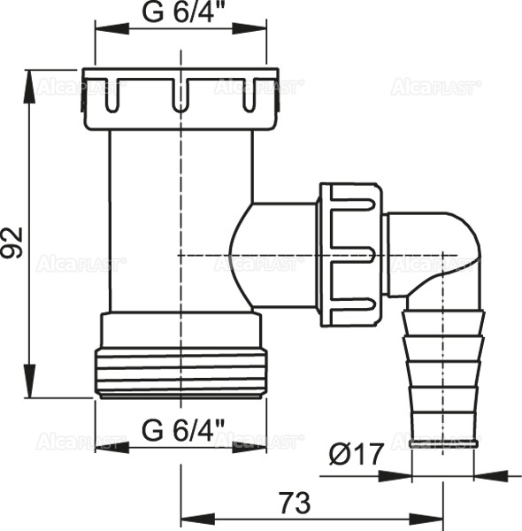 Переходник 6/4"со штуцером ALCAPLAST A30 - Вид №1