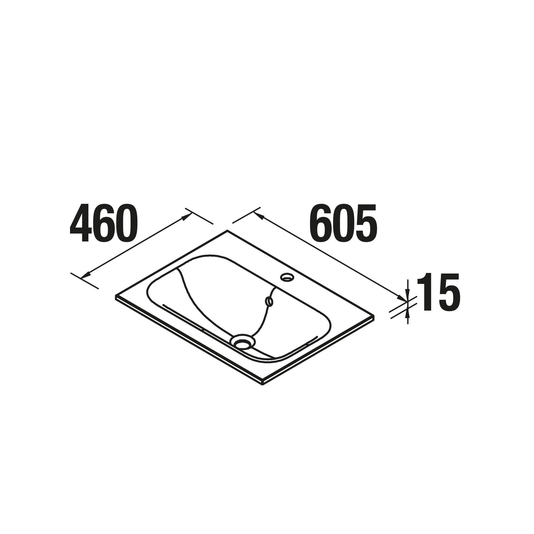 81871 SALGAR Раковина SIBERIA 605 1 раковина MINERAL SOLID 605 x 15 x 460 мм  - Вид №1