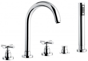 31121CR Emmevi Spirit New, комплект смесителя на борт ванны на 5 отверстий с ручным душем, цвет хром