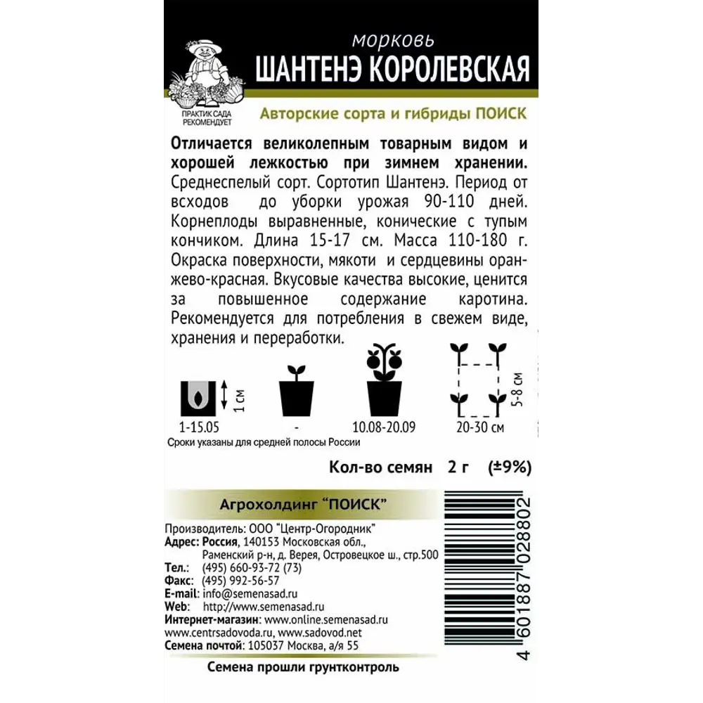 Семена Морковь «Шантенэ королевская» ПОИСК STLM-2019871 - Вид №1