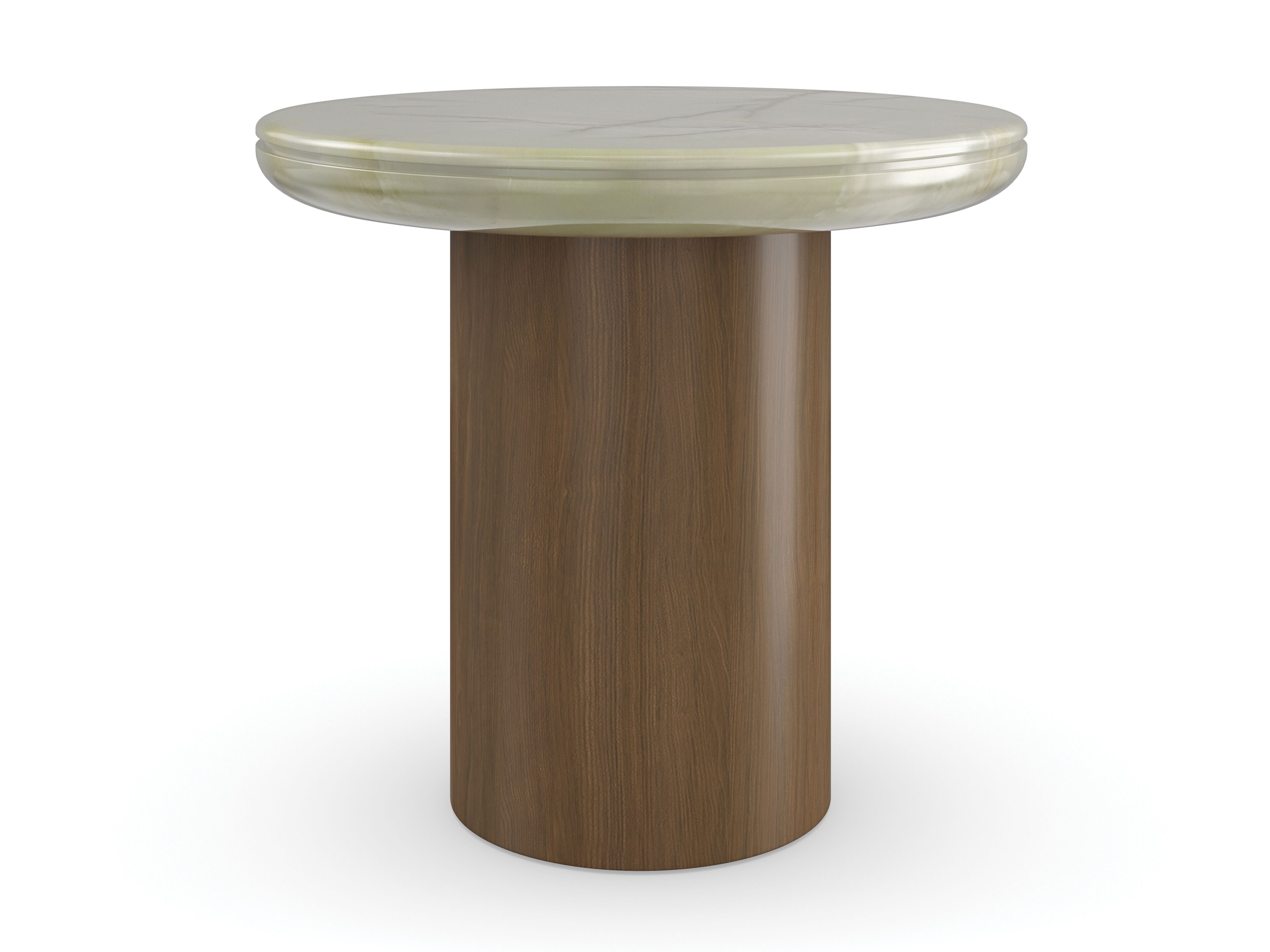 Круглый журнальный столик с ореховым основанием и столешницей из оникса Caracole CAPE VERDE ARCH-00110710
