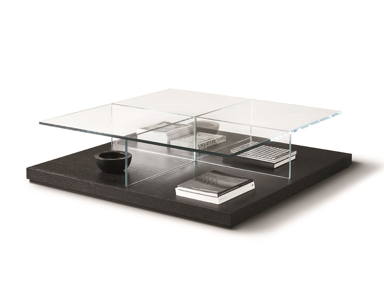 Квадратный низкий журнальный столик из закаленного стекла Meridiani ARCH-00024092
