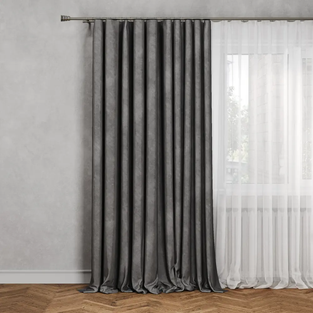 INSPIRE Dubbo Granit - Элегантная штора на ленте серого цвета 200×280 см 82112658 STLM-0019348