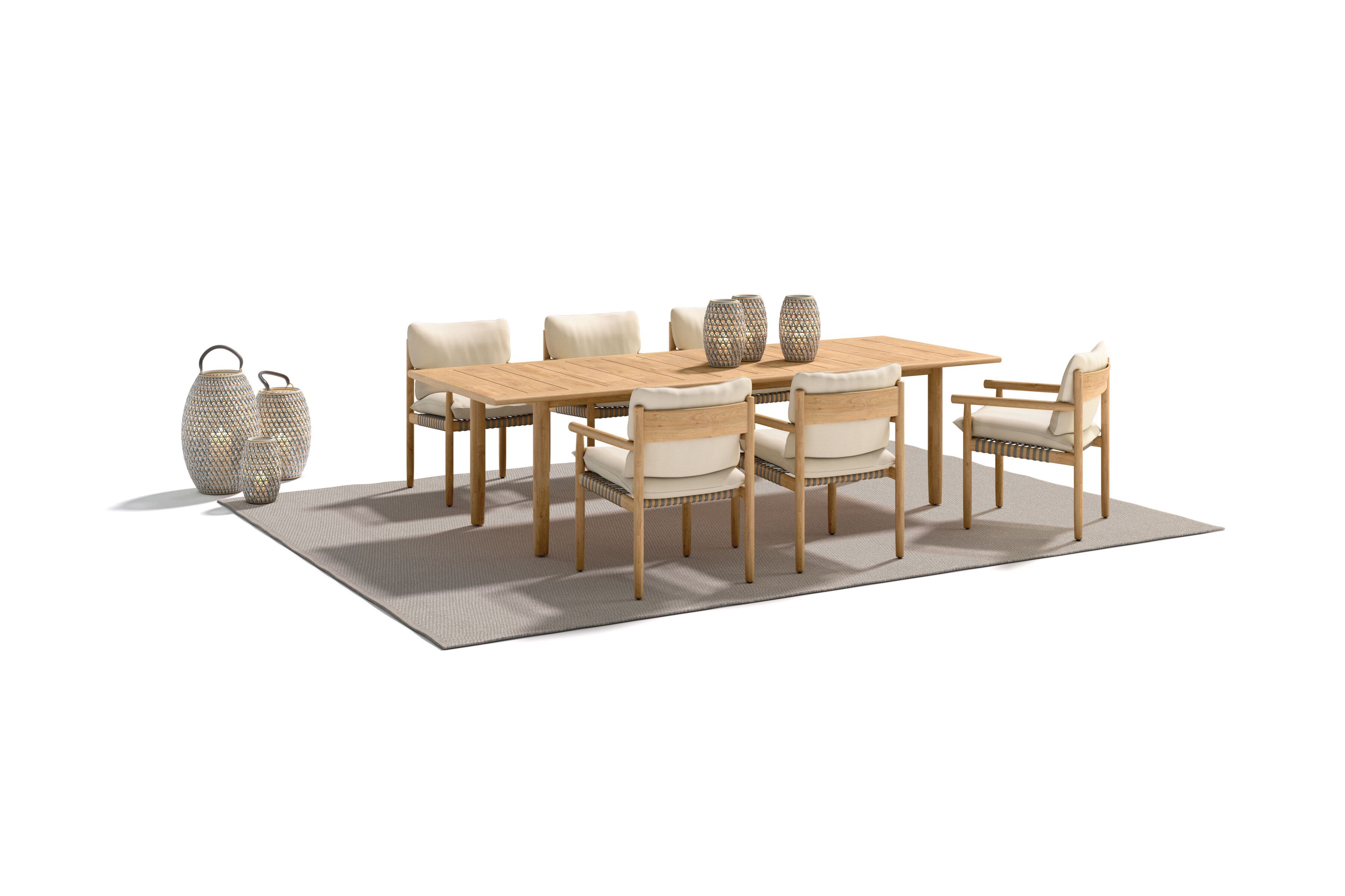 Садовый стул из тикового дерева и ткани с подлокотниками DEDON TIBBO ARCH-00125586 - Вид №1