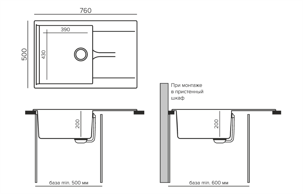 Кухонные мойки Polygran Gals-760 290587 - Вид №2