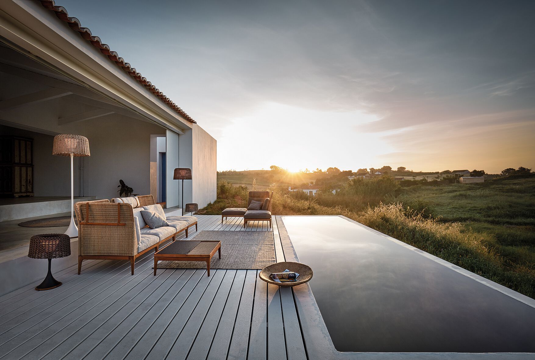 Плетеный и тканый модульный садовый диван Gloster ARCH-00081023 - Вид №6