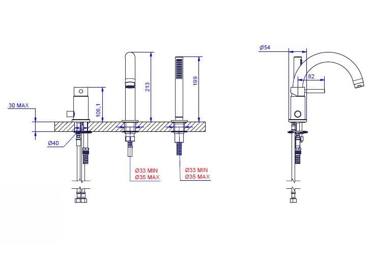 Хромированный латунный смеситель для ванны Bugnatese Kobuk ARCH-00088961 - Вид №2