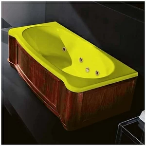 Ванна Gruppo treesse New Classic Young STX-V674B-SX-WO-ZZ жёлтая с золотой фурнитурой и гидромассажем и дезинфекцией прямоугольная левая деревянная панель орех
