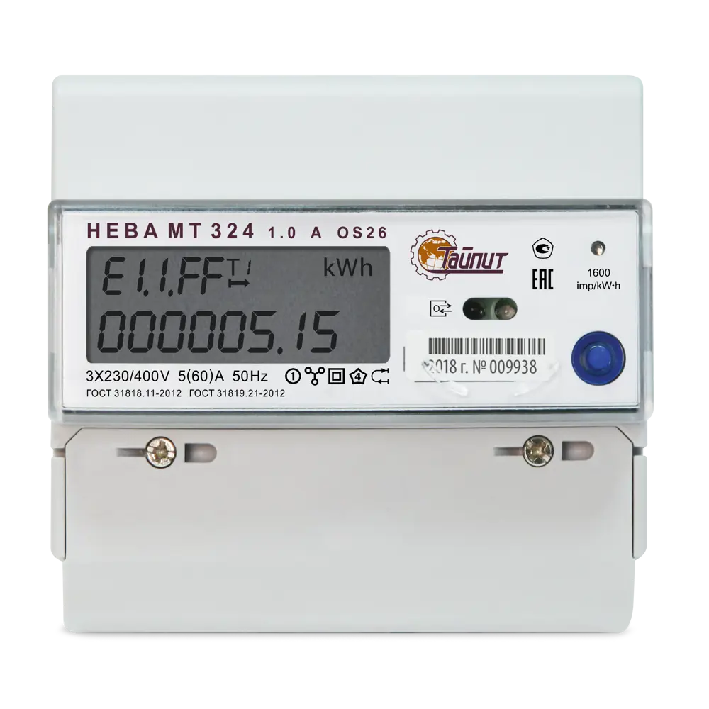 Счётчик электроэнергии Нева МТ 324 AOS26 5(60)А, трёхфазный STLM-2038997