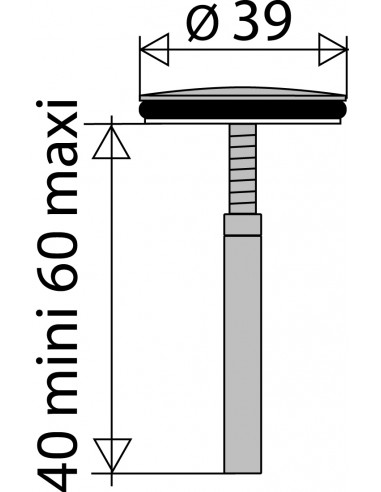 041200 000 01  Клапан для умывальника, мини-штанга. 40 макс. 60 мм, д. 39 мм, нержавеющая сталь, 2 шт. Valentin Хром  - Вид №2