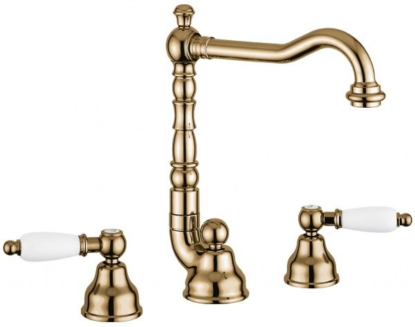 121643BR Смеситель Deco Ceramic 121643 с донным клапаном для раковины на 3 отверстия, цвет бронза EMMEVI Decò ceramic