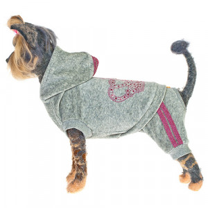 ПР0044512 Комбинезон для собак Гламур велюровый серый-2 24см HAPPY PUPPY