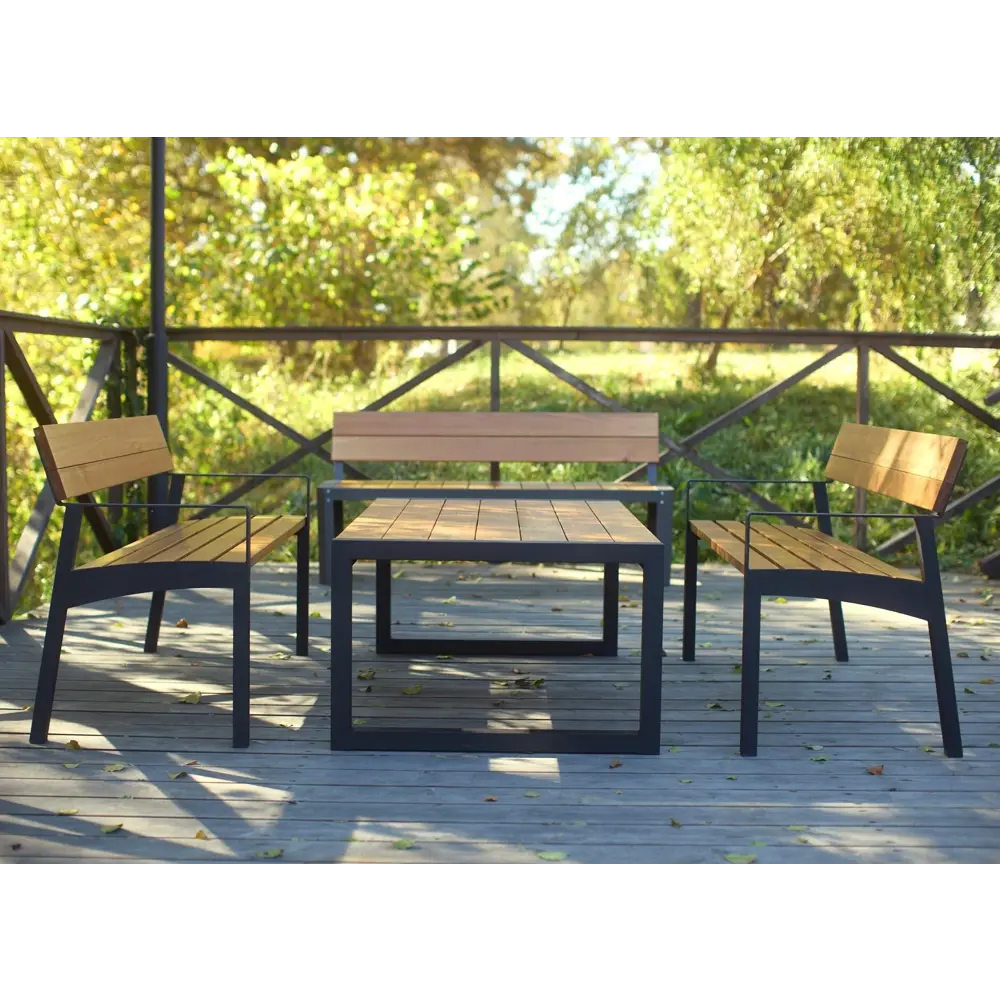 Скамья садовая Europe EU150 148x60x82 см дерево черный/коричневый GRATAR STLM-2122820 - Вид №5