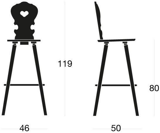 SIPA Барный стул из лакированной древесины с подставкой для ног Vienna sun-id-1454559 - Вид №2