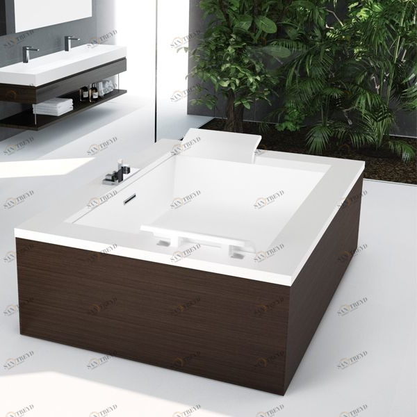 Ванна Essential Novellini SENSE DUAL с акриловыми бортами и боковыми панелями из тика SEN2190142U0APANVFLSE194CT