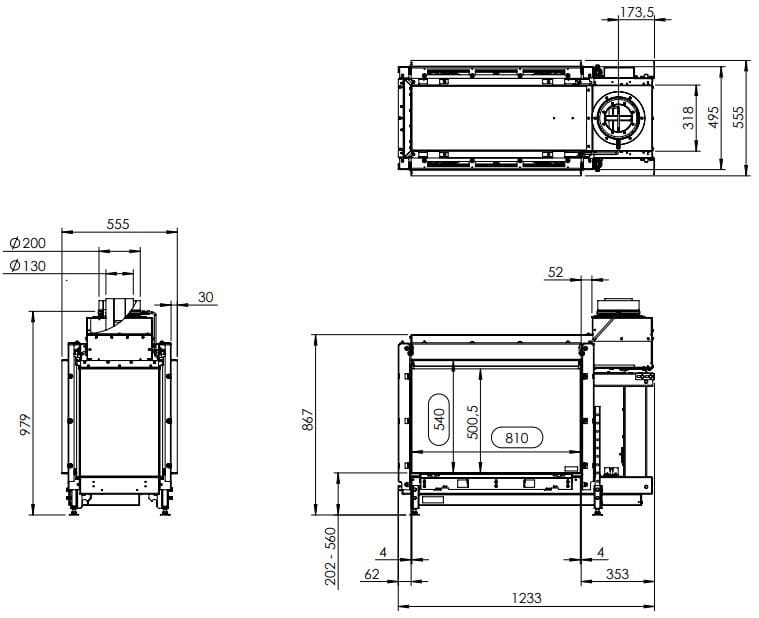 Отдельно стоящий двухсторонний газовый камин KALFIRE GP80/54T ARCH-00055486 - Вид №2
