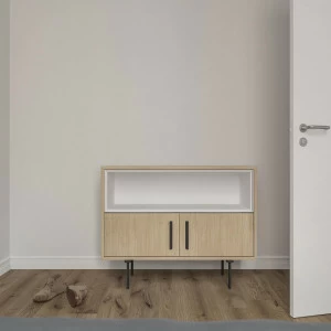 Тумба под телевизор с полкой 80х100 см бежевая с белым Модуль-А BRAGIN DESIGN TUBE 00-3862381 Бежевый;белый