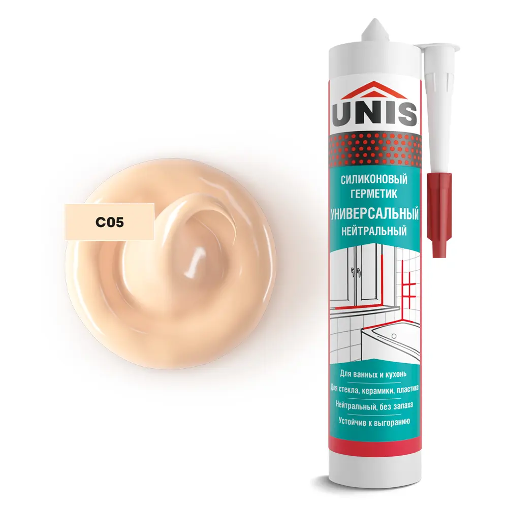 Герметик силиконовый Unis UN-80 бежевый 300 мл Santreyd STLM-2166492 - Вид №1