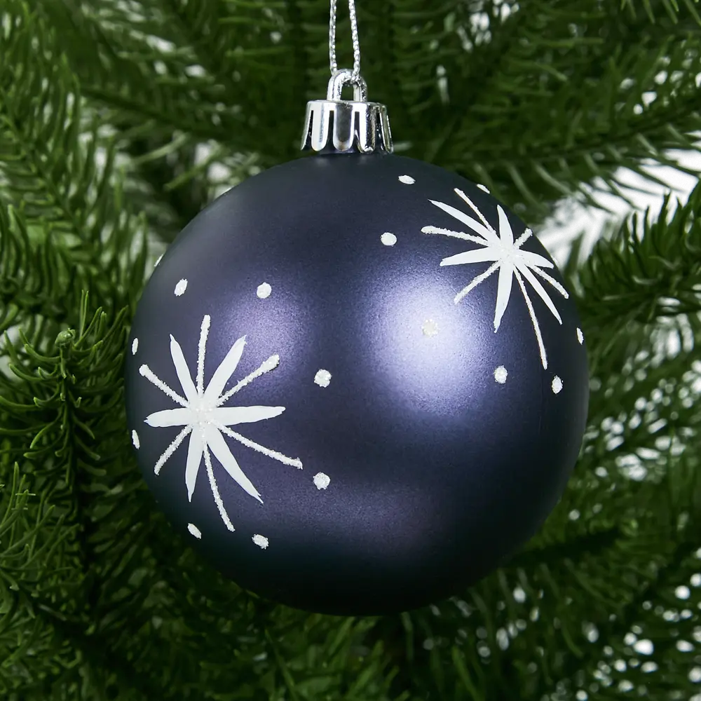 87036418 Елочное украшение Шар с узором Christmas ø7.8 см цвет синий STLM-1402045 Santreyd 