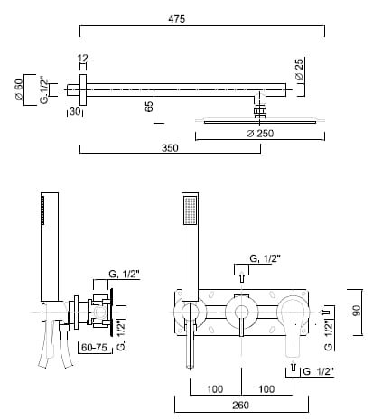 Набор для душа с душем Rubinetteria Giulini Ego ARCH-00096597 - Вид №2