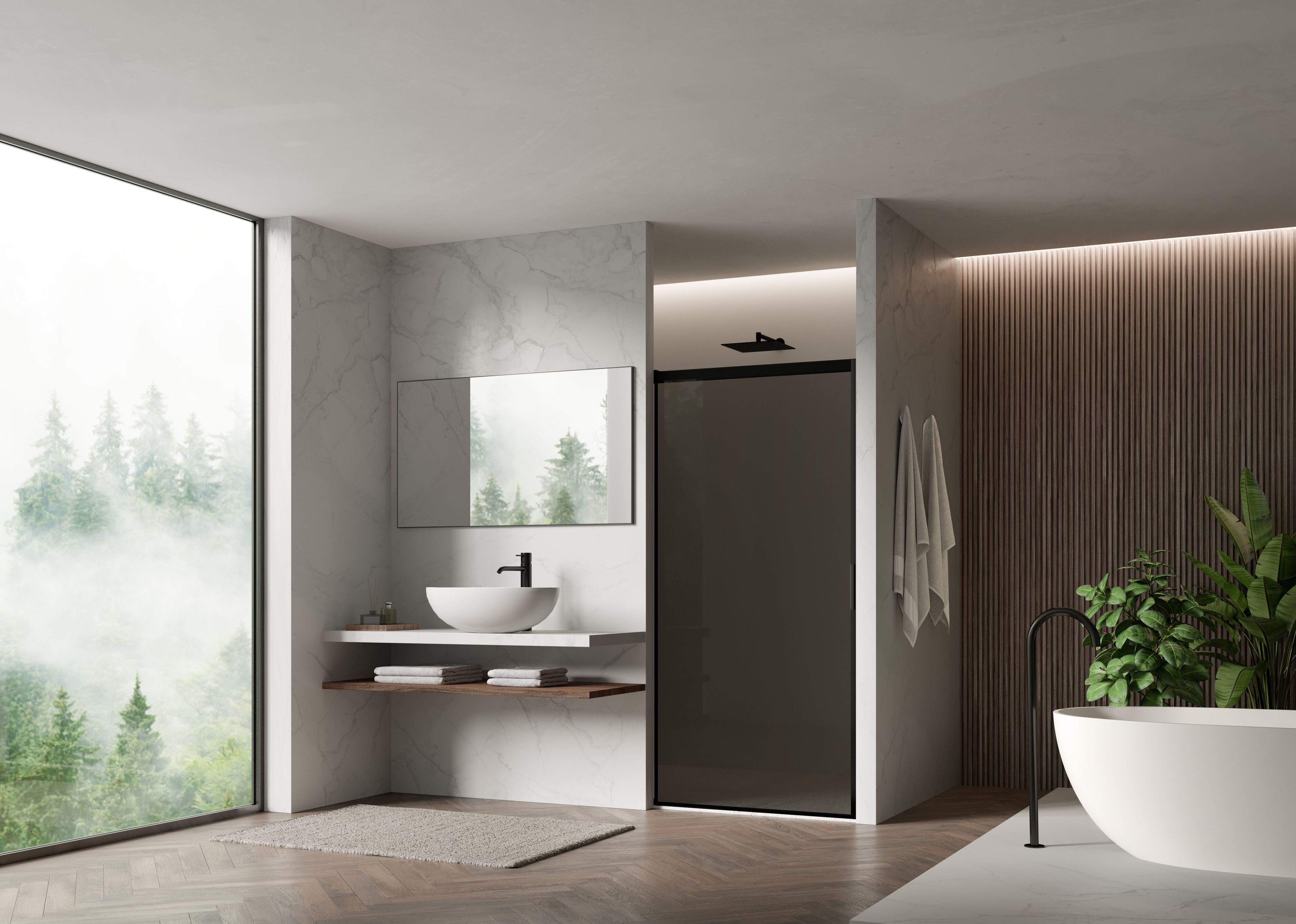 Алюминиевая и стеклянная душевая кабина с раздвижной дверью DUKA вода 5000 ARCH-00071644 - Вид №1